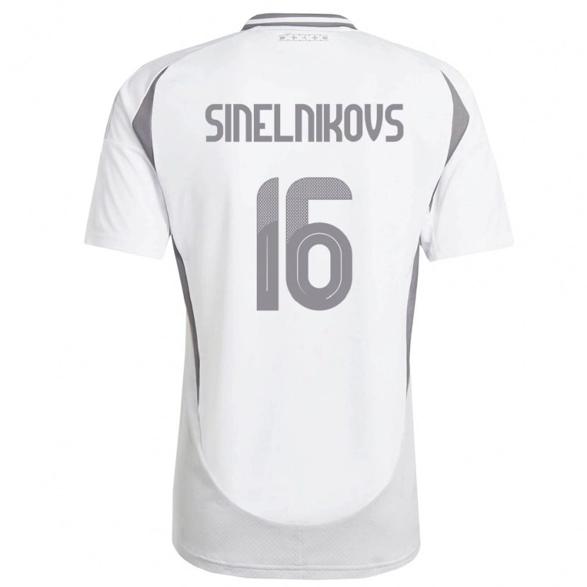Danxen Niño Camiseta Letonia Aleksandrs Sinelnikovs #16 Blanco Gris Oscuro 2ª Equipación 26-28 La Camisa México