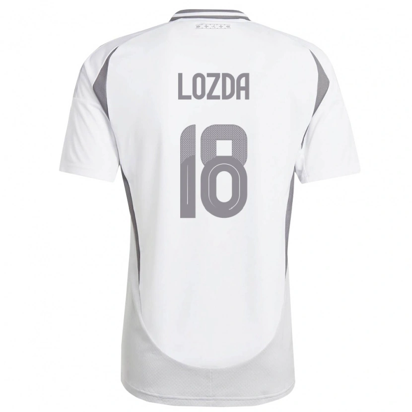 Danxen Niño Camiseta Letonia Linards Lozda #18 Blanco Gris Oscuro 2ª Equipación 26-28 La Camisa México