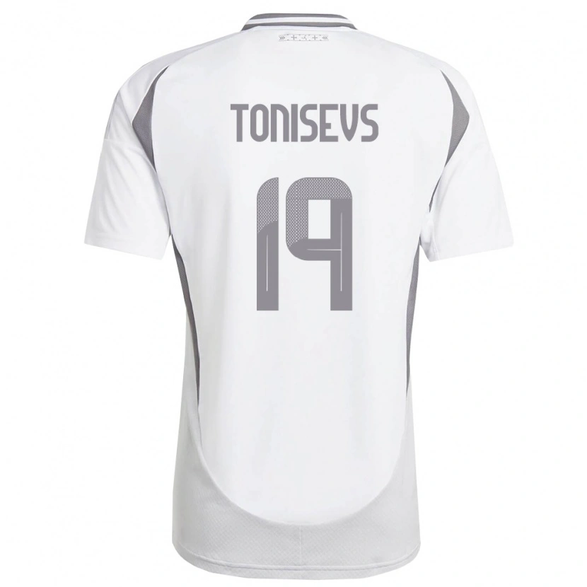 Danxen Niño Camiseta Letonia Maksims Tonisevs #19 Blanco Gris Oscuro 2ª Equipación 26-28 La Camisa México