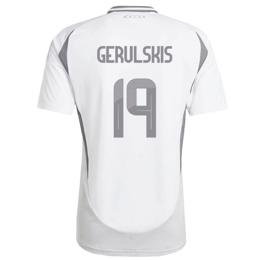 Danxen Niño Camiseta Letonia Gustavs Gerulskis #19 Blanco Gris Oscuro 2ª Equipación 26-28 La Camisa México