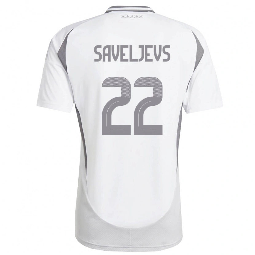 Danxen Niño Camiseta Letonia Aleksejs Saveljevs #22 Blanco Gris Oscuro 2ª Equipación 26-28 La Camisa México