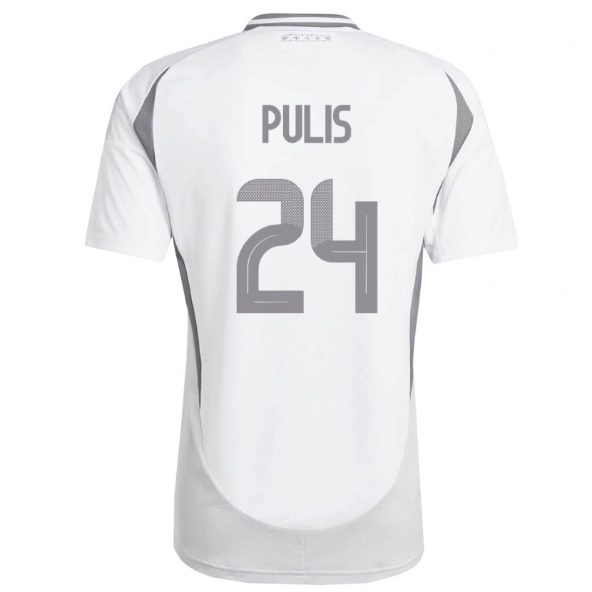 Danxen Niño Camiseta Letonia Ingars Pulis #24 Blanco Gris Oscuro 2ª Equipación 26-28 La Camisa México