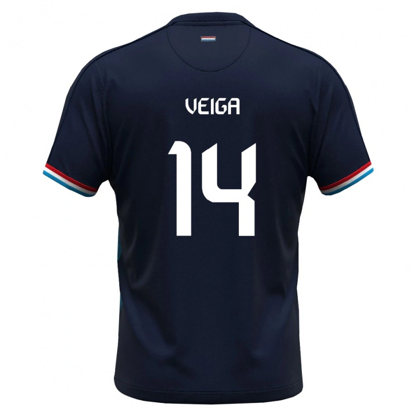 Danxen Niño Camiseta Luxemburgo Eric Veiga #14 Azul Real Rojo 2ª Equipación 26-28 La Camisa México