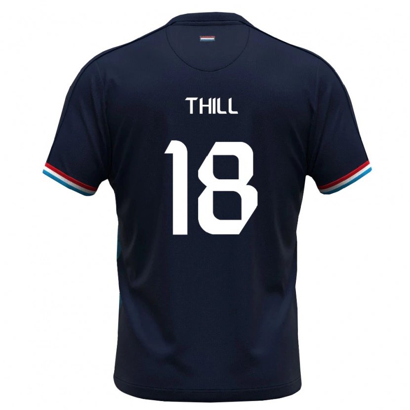 Danxen Niño Camiseta Luxemburgo Marek Thill #18 Azul Real Rojo 2ª Equipación 26-28 La Camisa México