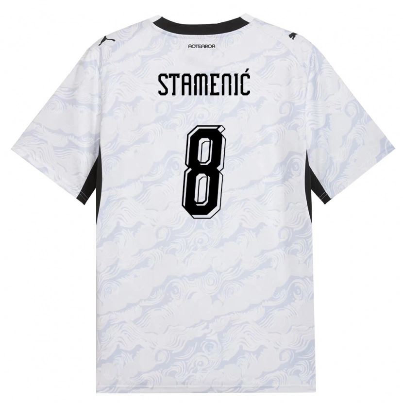 Danxen Niño Camiseta Nueva Zelanda Marko Stamenić #8 Negro Blanco 2ª Equipación 26-28 La Camisa México