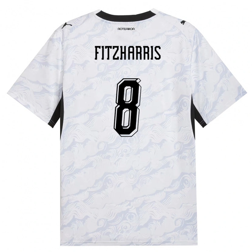 Danxen Niño Camiseta Nueva Zelanda Van Fitzharris #8 Negro Blanco 2ª Equipación 26-28 La Camisa México