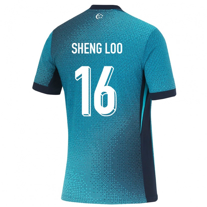 Danxen Niño Camiseta Singapur Kai Sheng Loo #16 Turquesa Oscuro Negro 2ª Equipación 26-28 La Camisa México