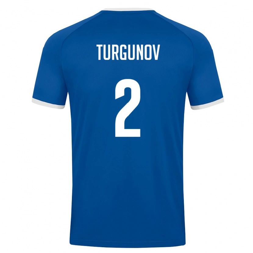 Danxen Hombre Camiseta Uzbekistán Kakhramon Turgunov #2 Azul Real Blanco 1ª Equipación 26-28 La Camisa México