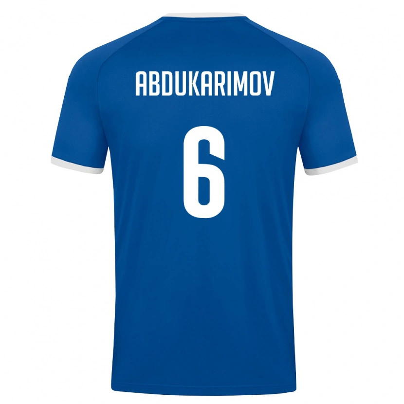 Danxen Hombre Camiseta Uzbekistán Miraziz Abdukarimov #6 Azul Real Blanco 1ª Equipación 26-28 La Camisa México