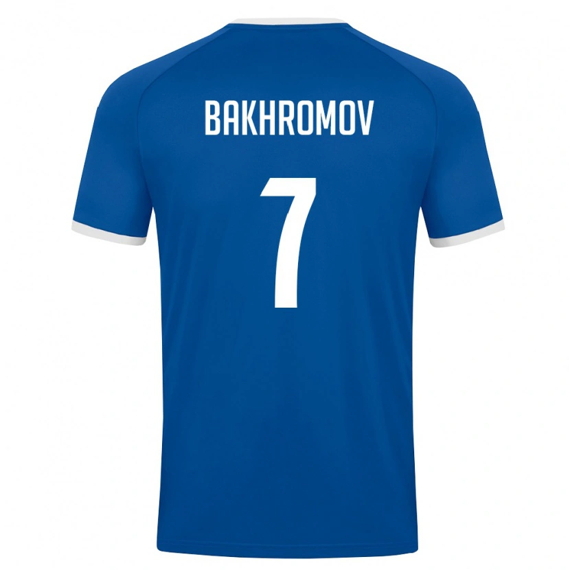 Danxen Hombre Camiseta Uzbekistán Sardorbek Bakhromov #7 Azul Real Blanco 1ª Equipación 26-28 La Camisa México