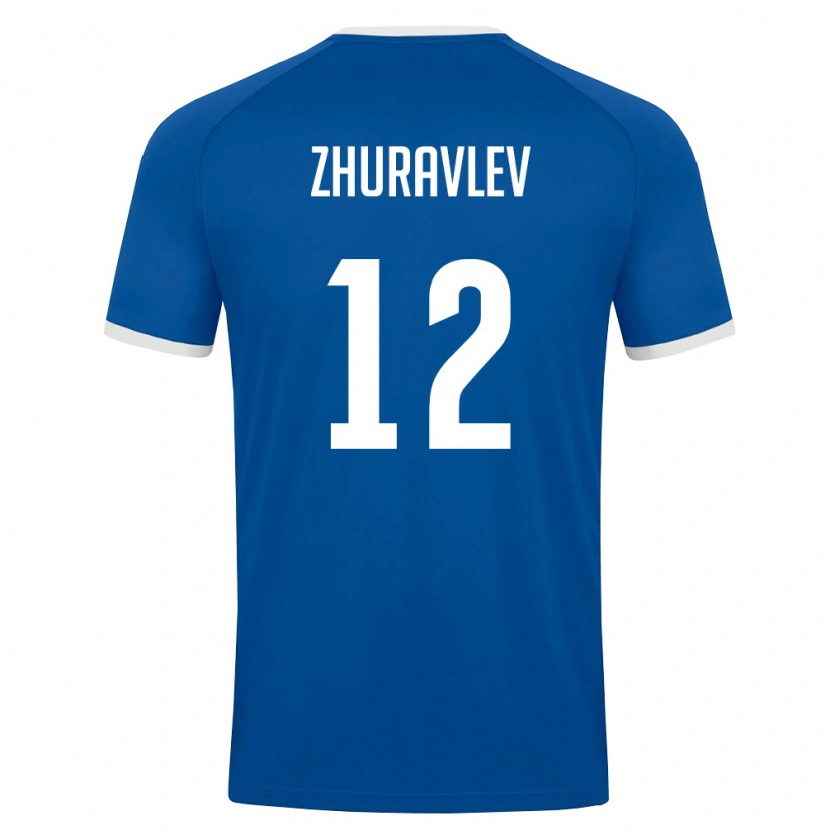 Danxen Hombre Camiseta Uzbekistán Denis Zhuravlev #12 Azul Real Blanco 1ª Equipación 26-28 La Camisa México