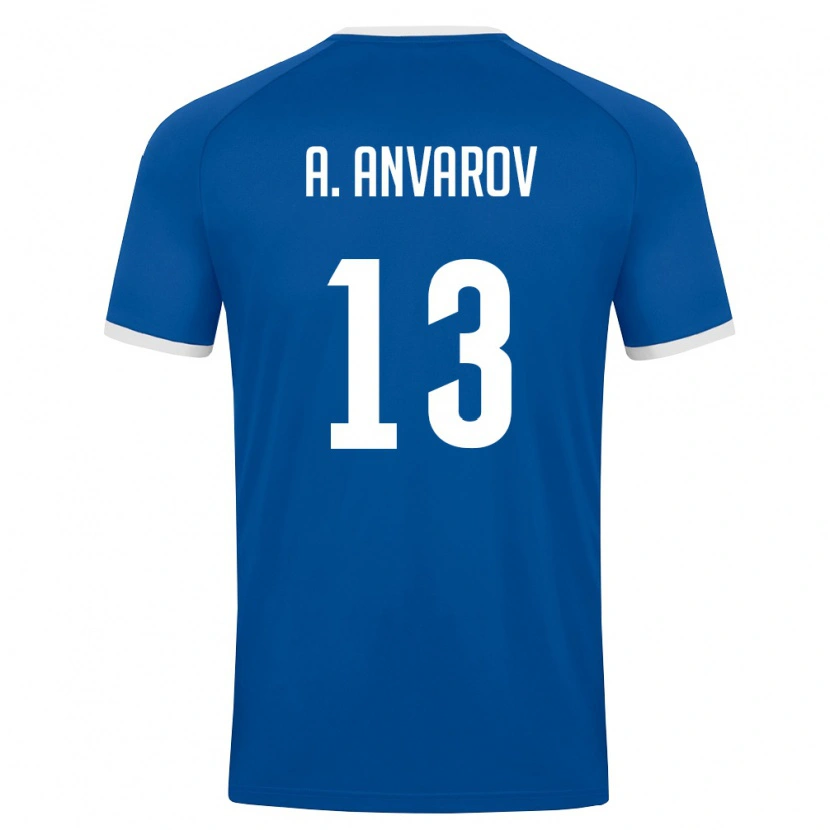 Danxen Hombre Camiseta Uzbekistán Abdumalik Anvarov #13 Azul Real Blanco 1ª Equipación 26-28 La Camisa México