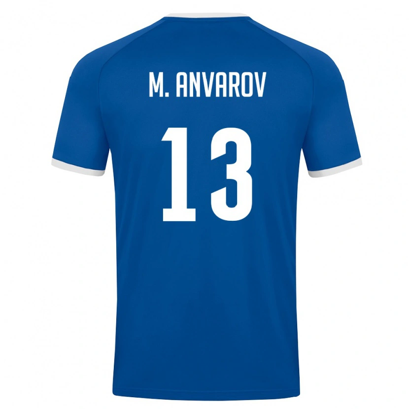 Danxen Hombre Camiseta Uzbekistán Mirjalol Anvarov #13 Azul Real Blanco 1ª Equipación 26-28 La Camisa México