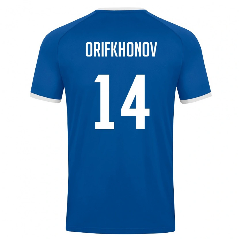 Danxen Hombre Camiseta Uzbekistán Odilkhon Orifkhonov #14 Azul Real Blanco 1ª Equipación 26-28 La Camisa México