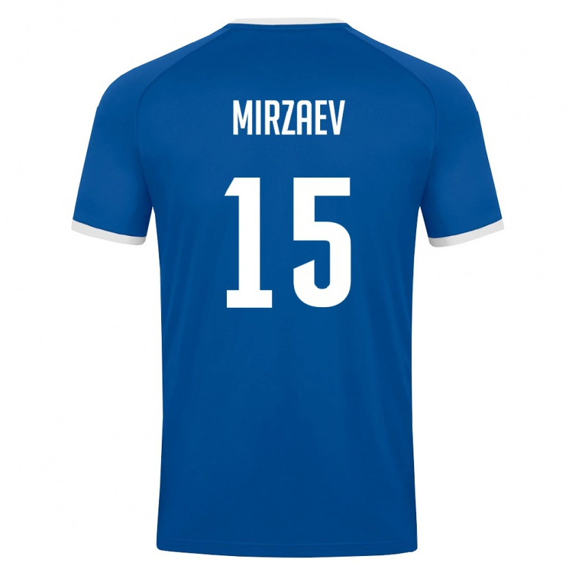Danxen Hombre Camiseta Uzbekistán Lazizbek Mirzaev #15 Azul Real Blanco 1ª Equipación 26-28 La Camisa México