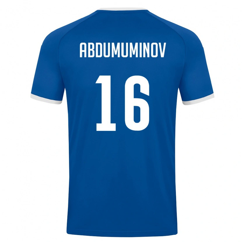 Danxen Hombre Camiseta Uzbekistán Azizbek Abdumuminov #16 Azul Real Blanco 1ª Equipación 26-28 La Camisa México