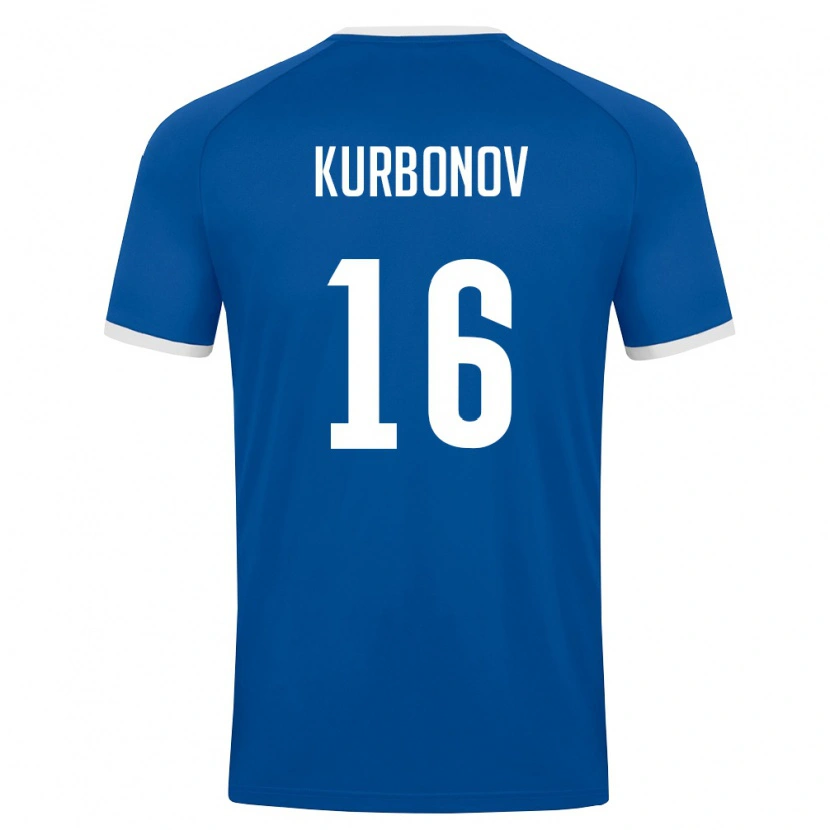 Danxen Hombre Camiseta Uzbekistán Bilol Kurbonov #16 Azul Real Blanco 1ª Equipación 26-28 La Camisa México