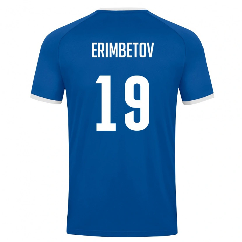 Danxen Hombre Camiseta Uzbekistán Azizbek Erimbetov #19 Azul Real Blanco 1ª Equipación 26-28 La Camisa México