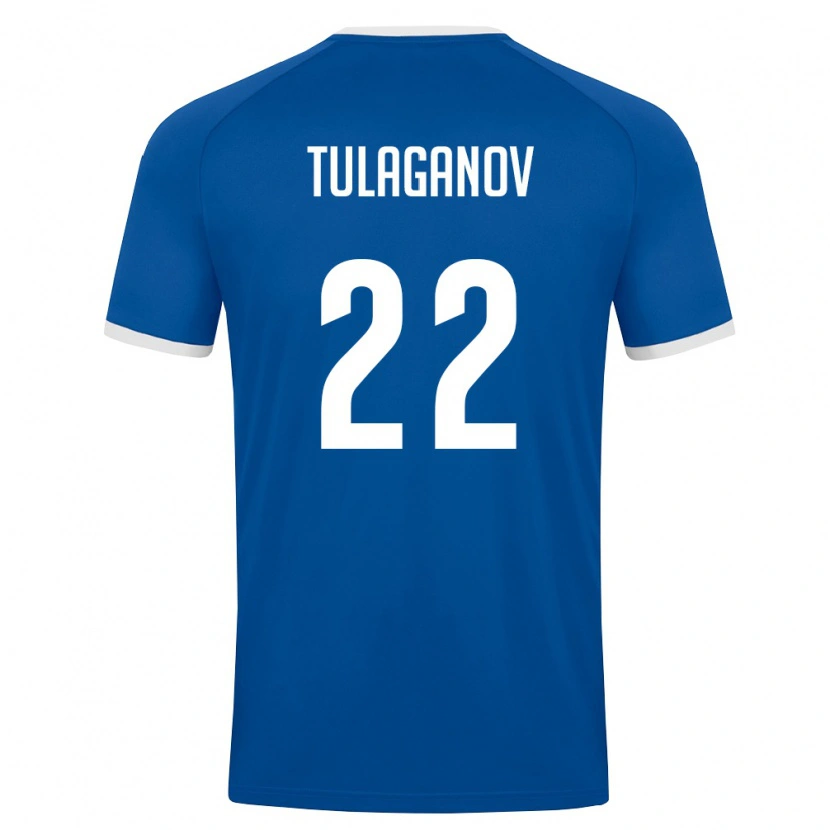 Danxen Hombre Camiseta Uzbekistán Davron Tulaganov #22 Azul Real Blanco 1ª Equipación 26-28 La Camisa México