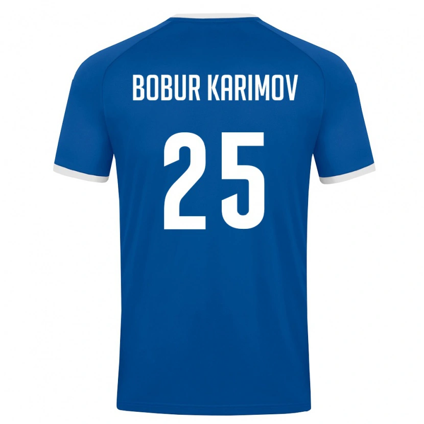 Danxen Hombre Camiseta Uzbekistán Mukhammad-Bobur Karimov #25 Azul Real Blanco 1ª Equipación 26-28 La Camisa México