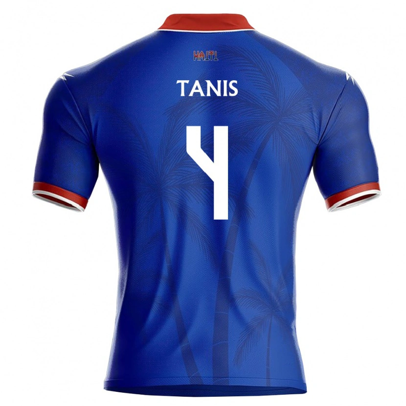 Danxen Hombre Camiseta Haití Marckidens Tanis #4 Azul Rojo Blanco 1ª Equipación 26-28 La Camisa México