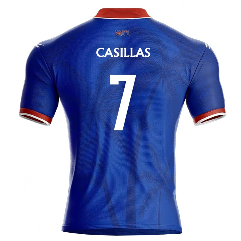 Danxen Hombre Camiseta Haití Julien Casillas #7 Azul Rojo Blanco 1ª Equipación 26-28 La Camisa México
