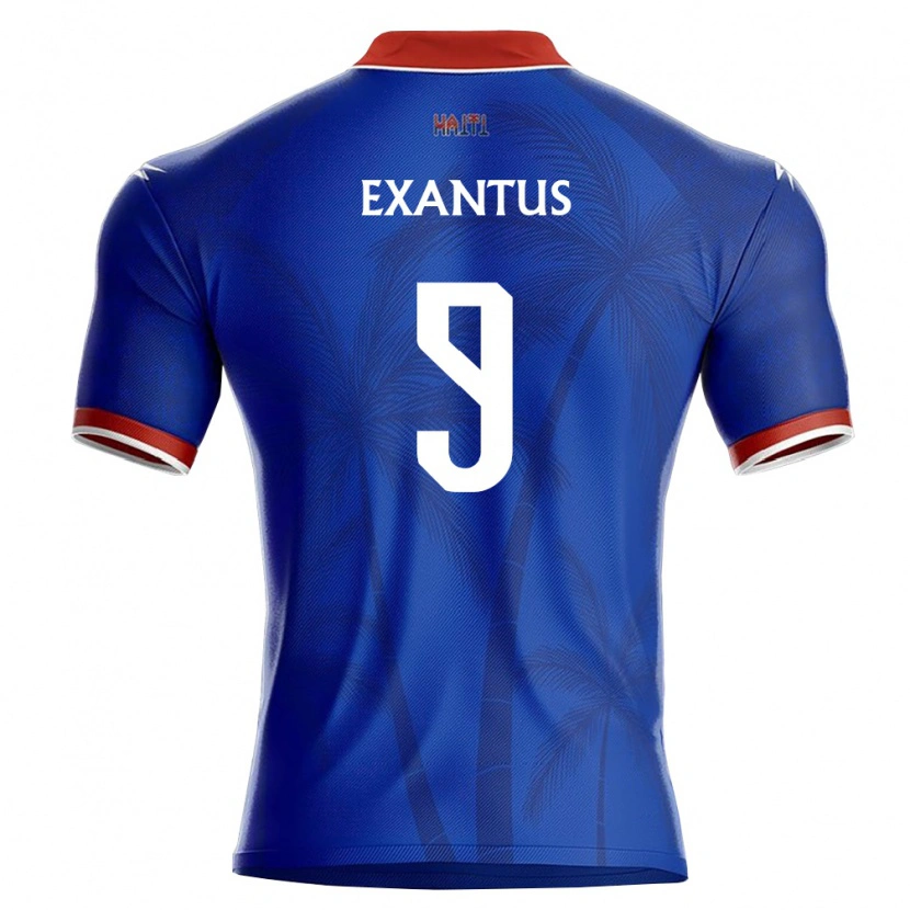 Danxen Hombre Camiseta Haití Clavens Exantus #9 Azul Rojo Blanco 1ª Equipación 26-28 La Camisa México