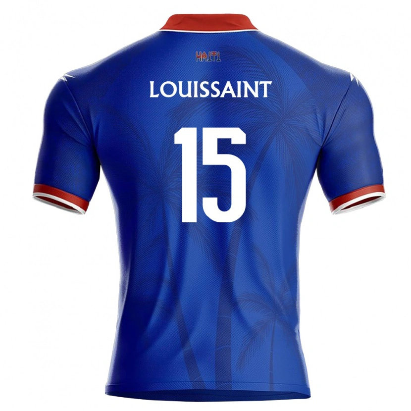 Danxen Hombre Camiseta Haití Rhode Louissaint #15 Azul Rojo Blanco 1ª Equipación 26-28 La Camisa México