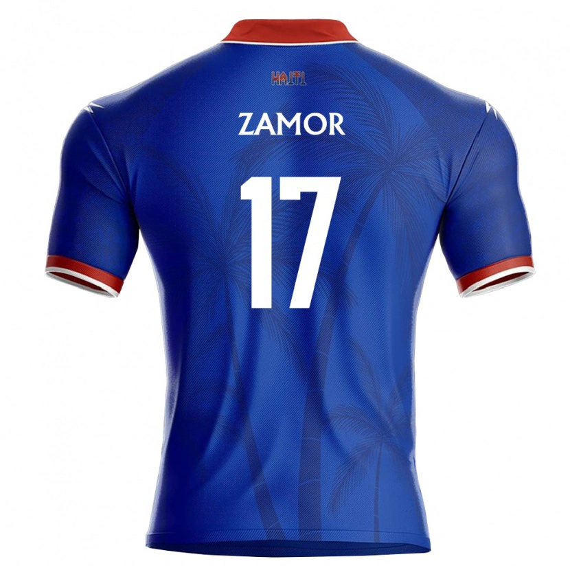 Danxen Hombre Camiseta Haití Medinel Zamor #17 Azul Rojo Blanco 1ª Equipación 26-28 La Camisa México