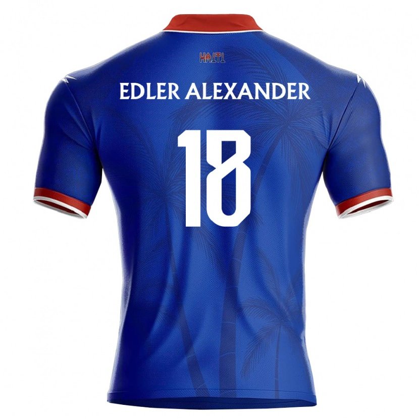 Danxen Hombre Camiseta Haití Guesly Edler Alexander #18 Azul Rojo Blanco 1ª Equipación 26-28 La Camisa México