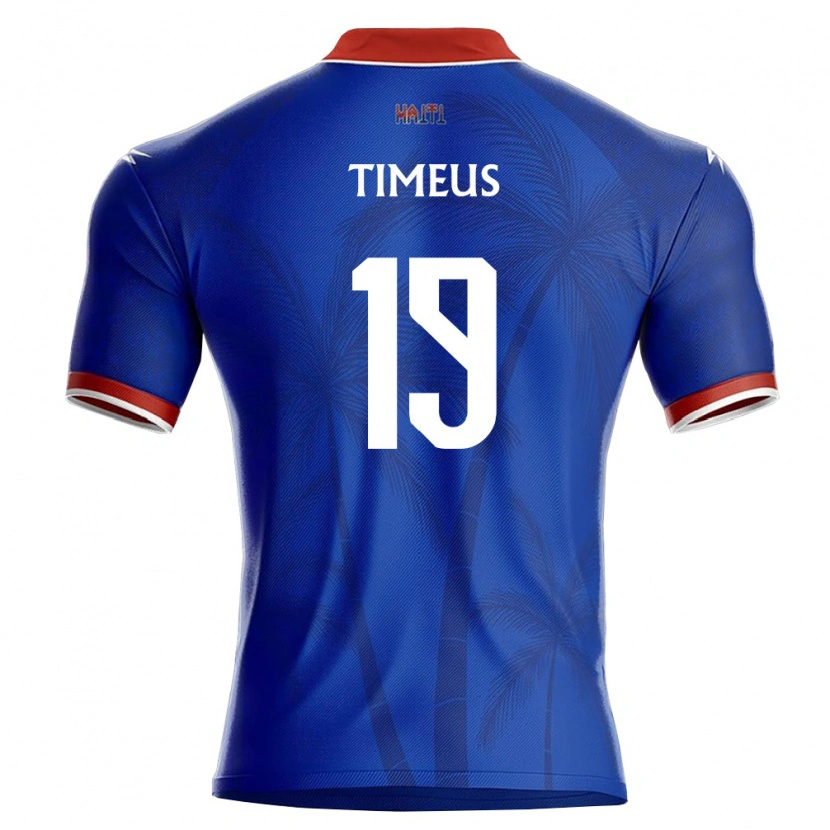 Danxen Hombre Camiseta Haití Jeffte Timeus #19 Azul Rojo Blanco 1ª Equipación 26-28 La Camisa México
