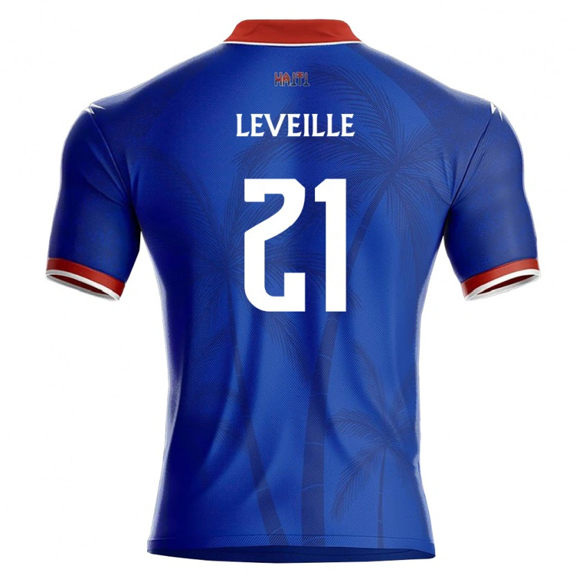 Danxen Hombre Camiseta Haití Grant Leveille #21 Azul Rojo Blanco 1ª Equipación 26-28 La Camisa México