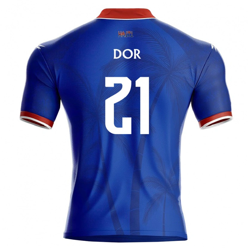 Danxen Hombre Camiseta Haití Rodnelson Dor #21 Azul Rojo Blanco 1ª Equipación 26-28 La Camisa México