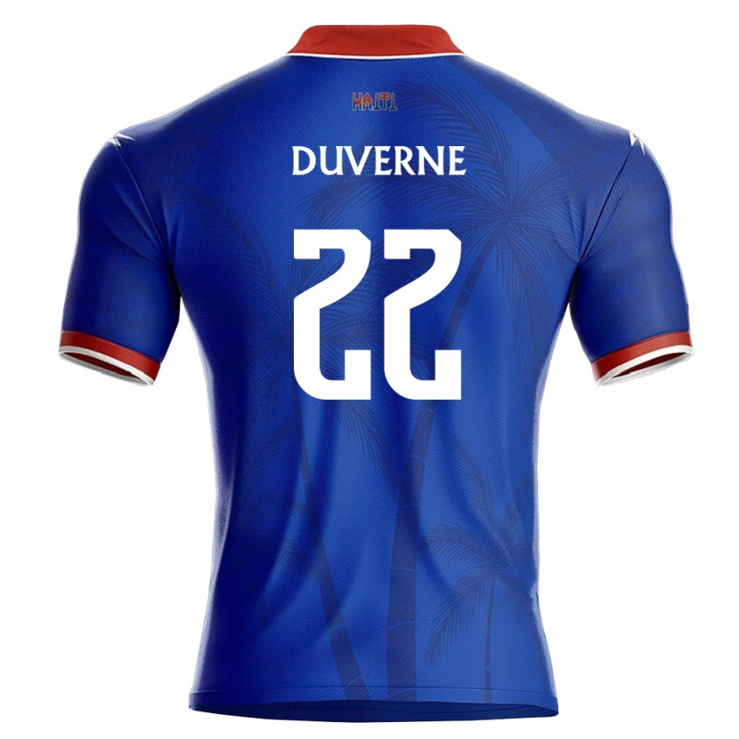 Danxen Hombre Camiseta Haití Jean-Kévin Duverne #22 Azul Rojo Blanco 1ª Equipación 26-28 La Camisa México