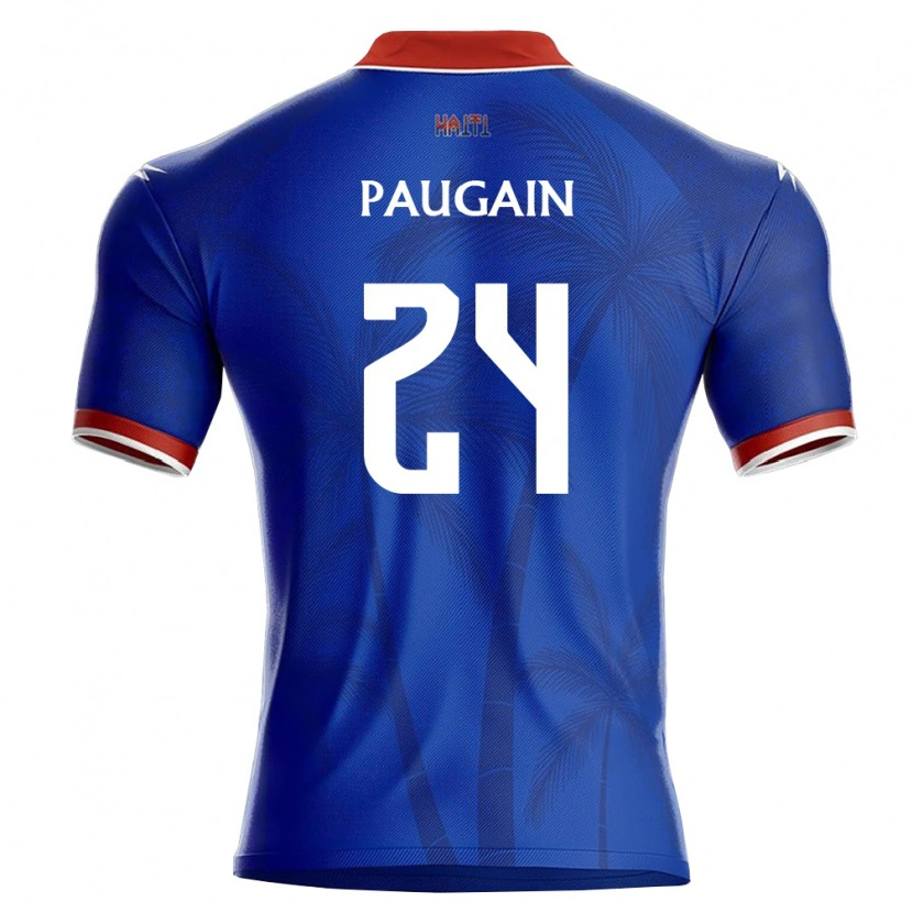 Danxen Hombre Camiseta Haití Wilguens Paugain #24 Azul Rojo Blanco 1ª Equipación 26-28 La Camisa México