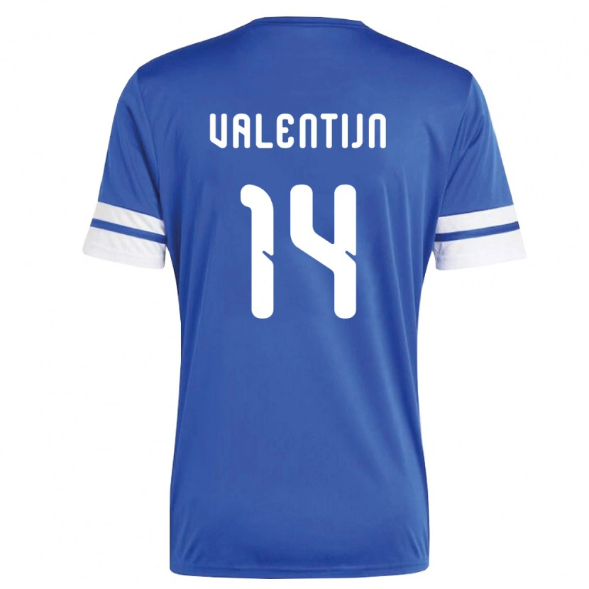 Danxen Hombre Camiseta Curazao Jurvain Valentijn #14 Marino Blanco 1ª Equipación 26-28 La Camisa México