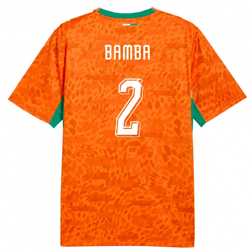 Danxen Hombre Camiseta Costa De Marfil Goudouss Bamba #2 Naranja Verde Blanco 1ª Equipación 26-28 La Camisa México