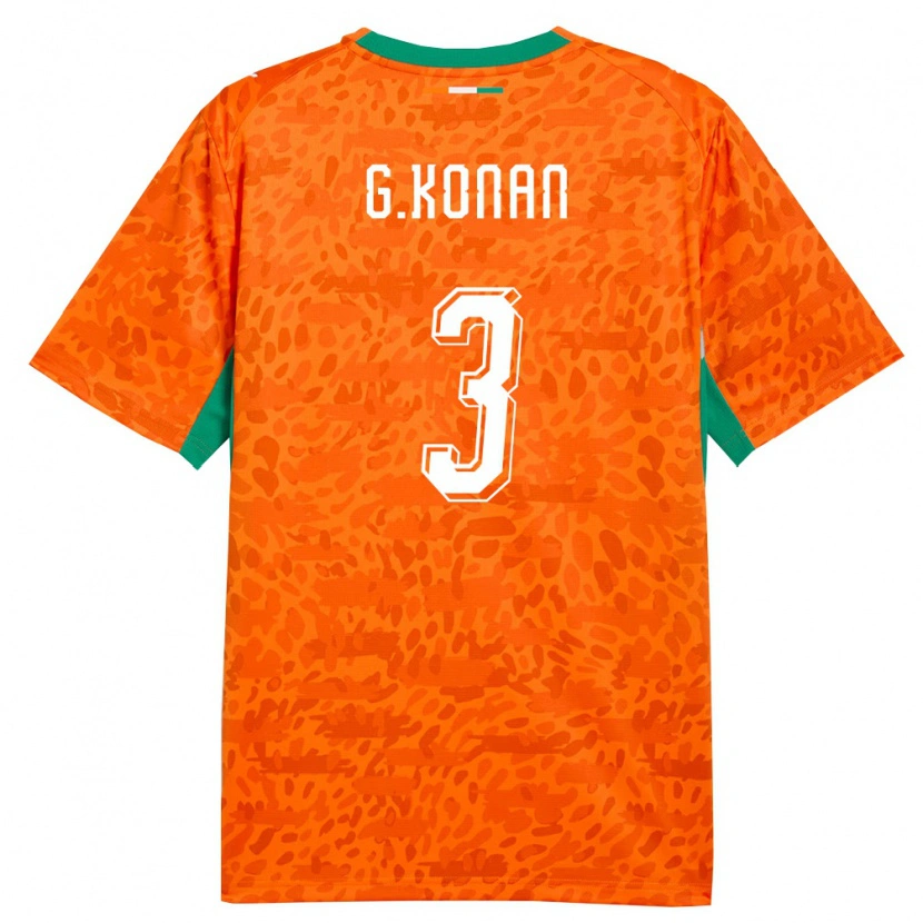 Danxen Hombre Camiseta Costa De Marfil Ghislain Konan #3 Naranja Verde Blanco 1ª Equipación 26-28 La Camisa México