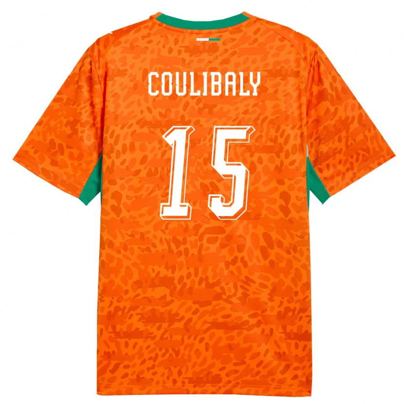 Danxen Hombre Camiseta Costa De Marfil Youbah Coulibaly #15 Naranja Verde Blanco 1ª Equipación 26-28 La Camisa México