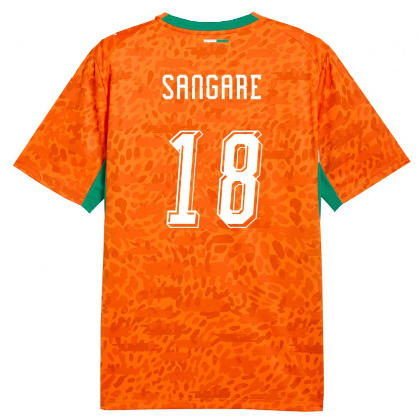 Danxen Hombre Camiseta Costa De Marfil Ibrahim Sangaré #18 Naranja Verde Blanco 1ª Equipación 26-28 La Camisa México