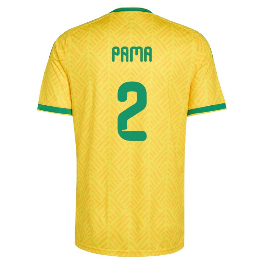 Danxen Hombre Camiseta Sudáfrica Sive Pama #2 Amarillo Verde 1ª Equipación 26-28 La Camisa México