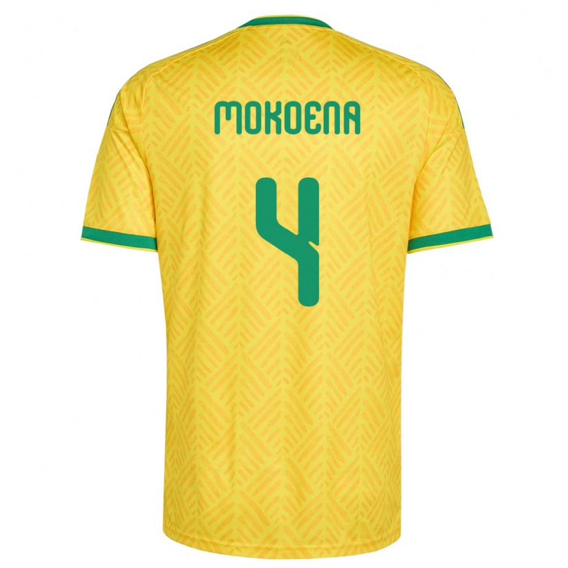 Danxen Hombre Camiseta Sudáfrica Teboho Mokoena #4 Amarillo Verde 1ª Equipación 26-28 La Camisa México