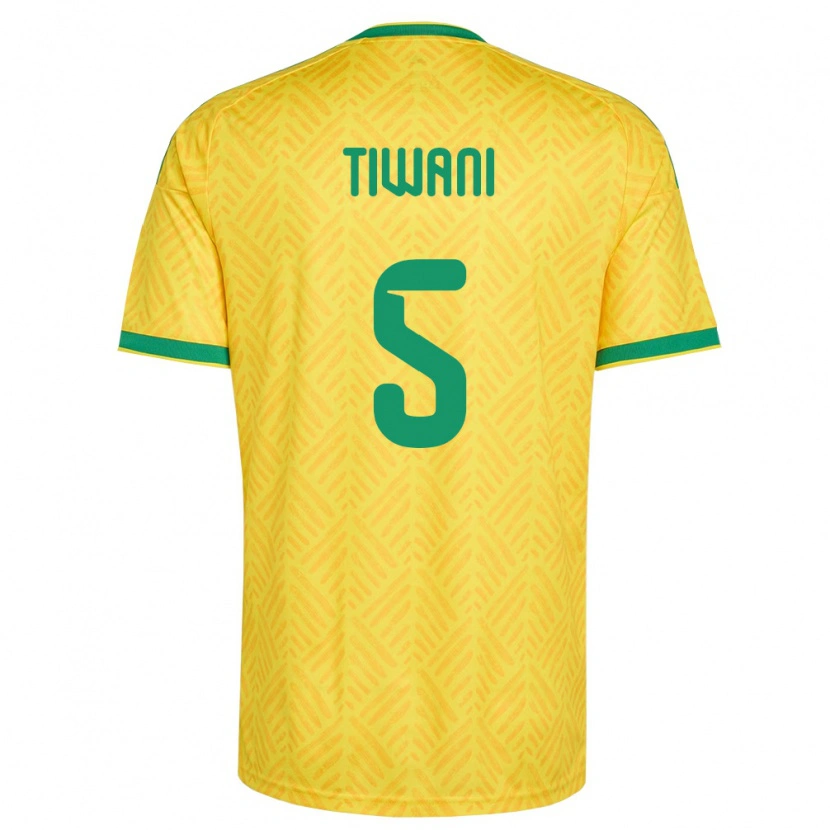 Danxen Hombre Camiseta Sudáfrica Asekho Tiwani #5 Amarillo Verde 1ª Equipación 26-28 La Camisa México