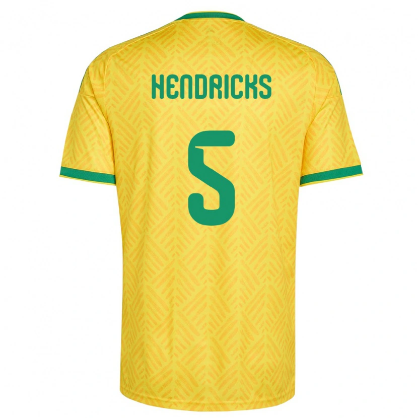Danxen Hombre Camiseta Sudáfrica Luke Hendricks #5 Amarillo Verde 1ª Equipación 26-28 La Camisa México
