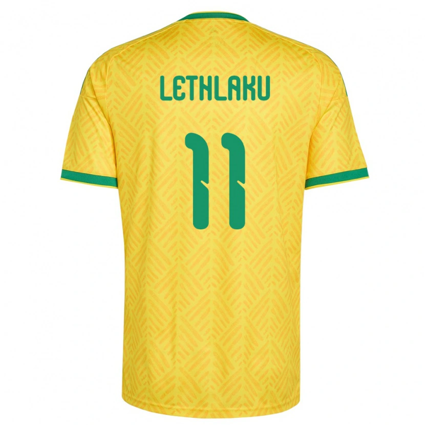 Danxen Hombre Camiseta Sudáfrica Kutlwano Lethlaku #11 Amarillo Verde 1ª Equipación 26-28 La Camisa México