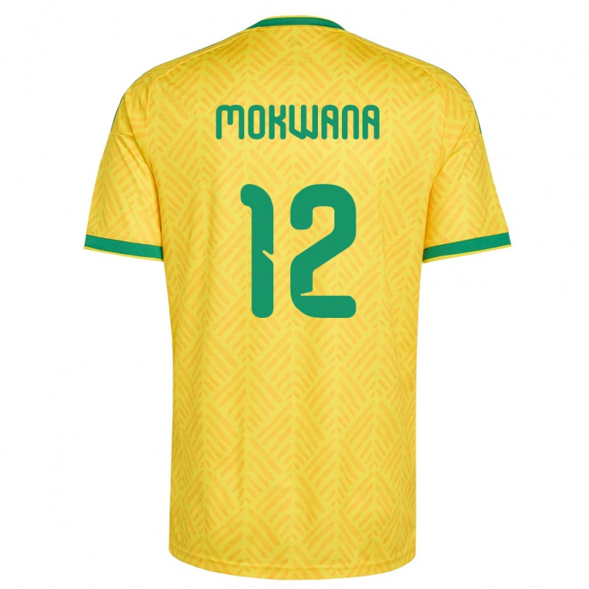 Danxen Hombre Camiseta Sudáfrica Elias Mokwana #12 Amarillo Verde 1ª Equipación 26-28 La Camisa México