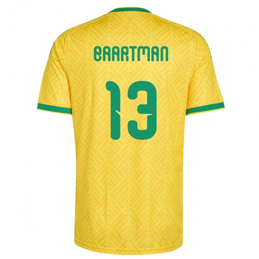 Danxen Hombre Camiseta Sudáfrica Luke Baartman #13 Amarillo Verde 1ª Equipación 26-28 La Camisa México