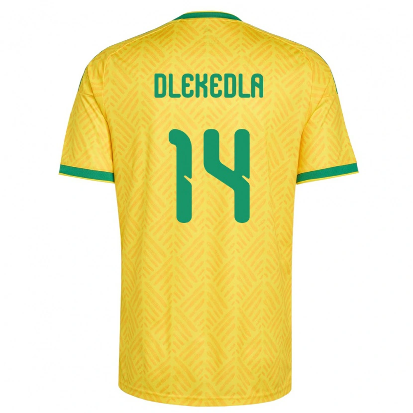 Danxen Hombre Camiseta Sudáfrica Abulele Dlekedla #14 Amarillo Verde 1ª Equipación 26-28 La Camisa México