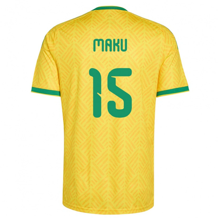 Danxen Hombre Camiseta Sudáfrica Lazola Maku #15 Amarillo Verde 1ª Equipación 26-28 La Camisa México