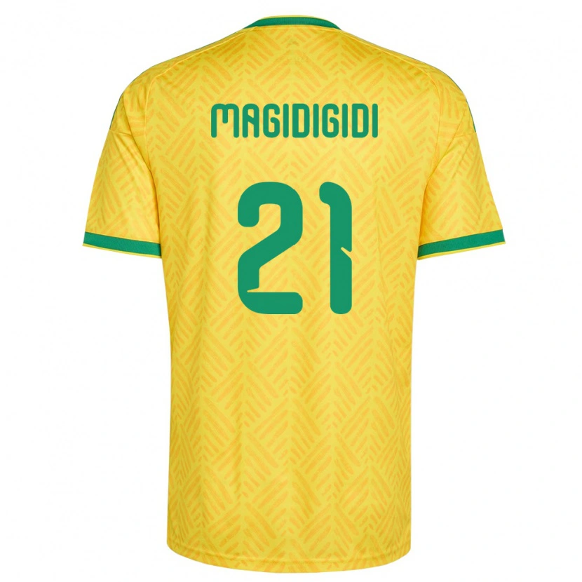 Danxen Hombre Camiseta Sudáfrica Siviwe Magidigidi #21 Amarillo Verde 1ª Equipación 26-28 La Camisa México